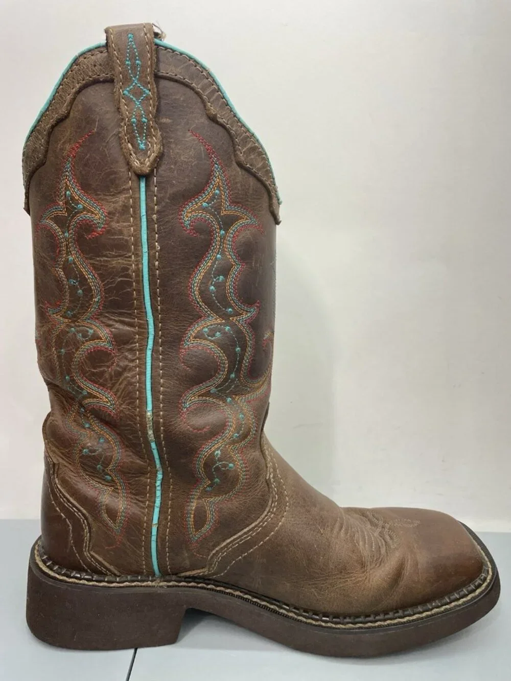 Justin Gypsy Raya Cowboy Boots Western Square Toe Distressed Brown Womens 7 - Picture 11 of 16